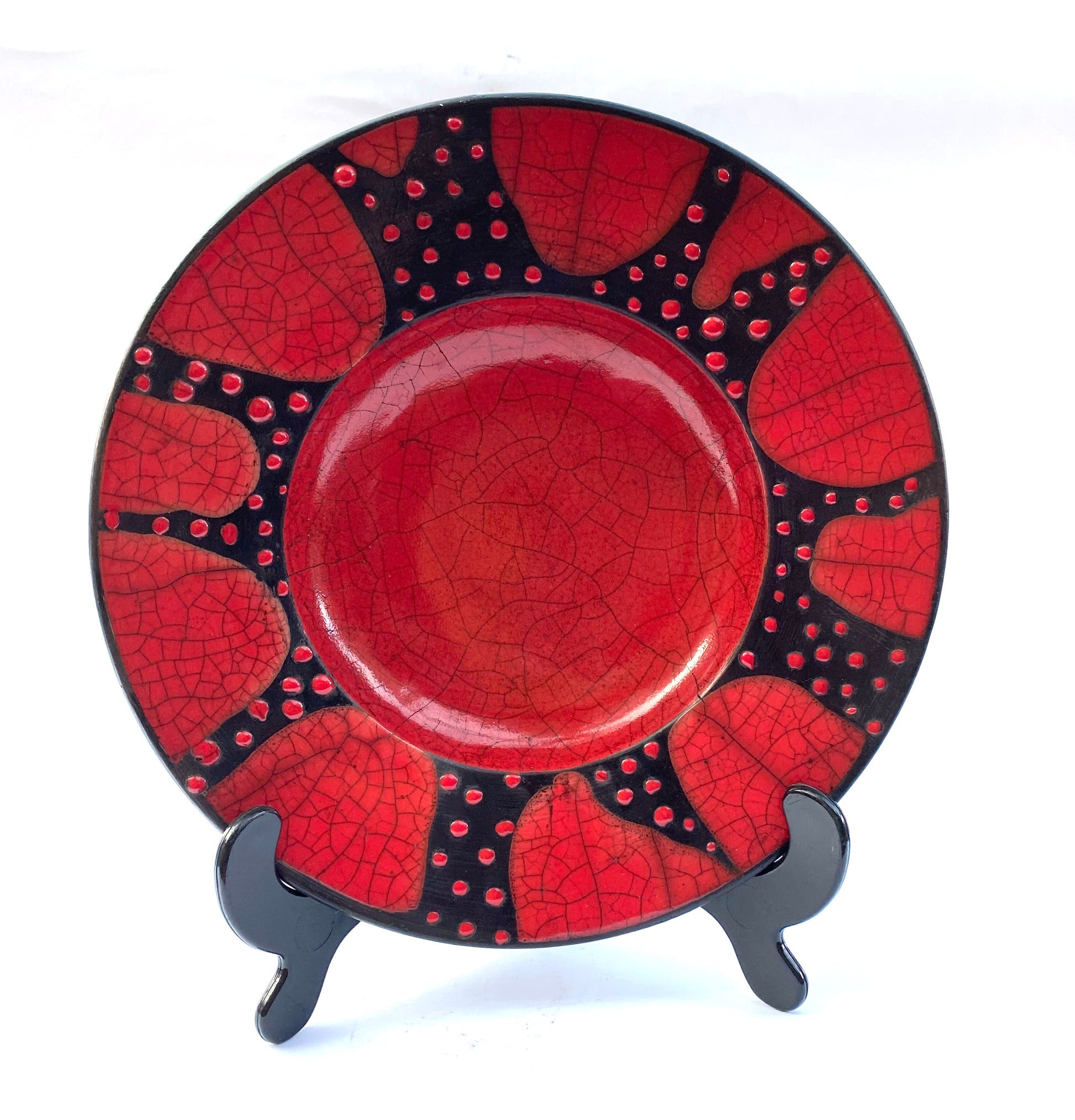 Red and Black Dotted Plate