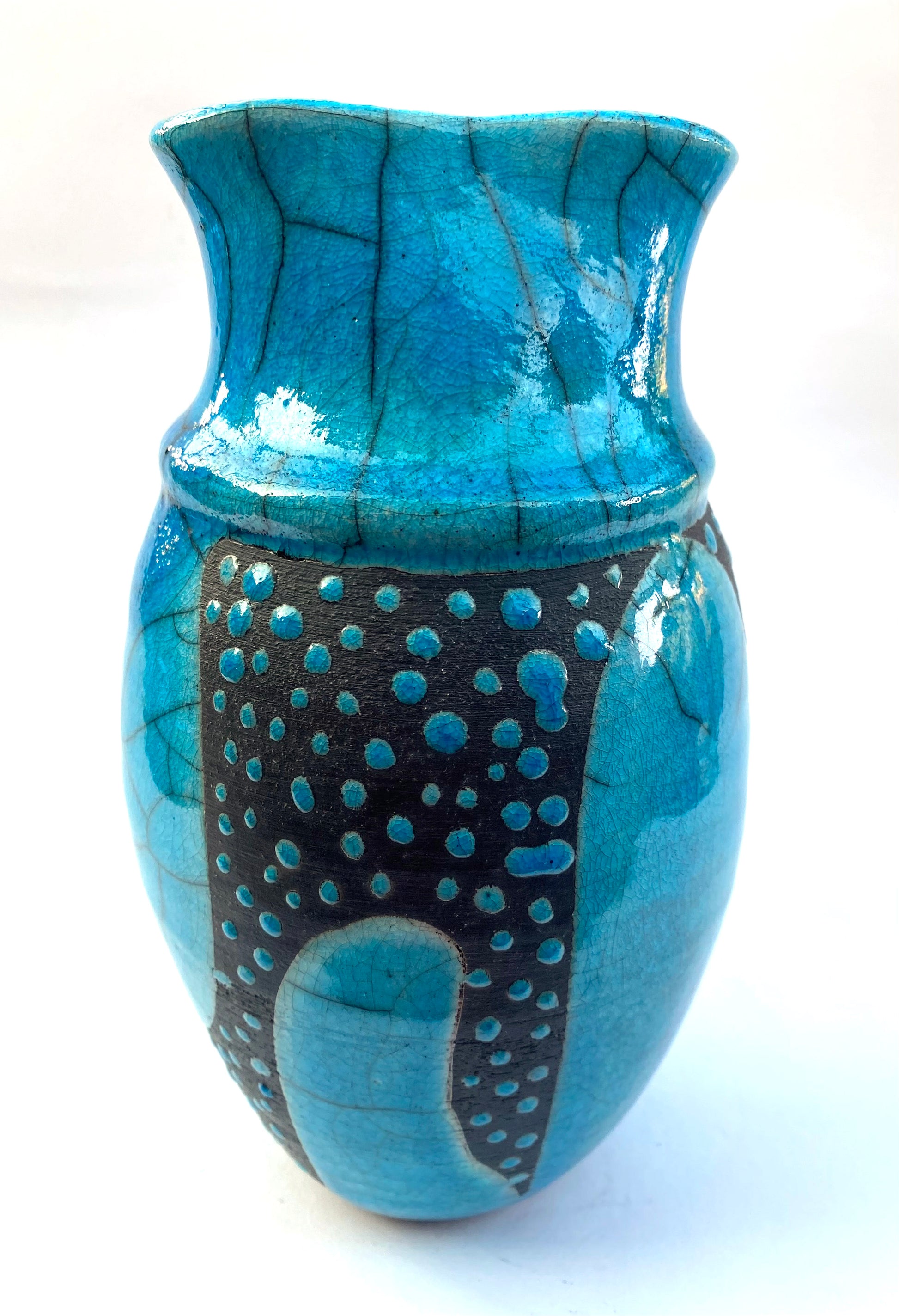 Bright Blue and Black Vase