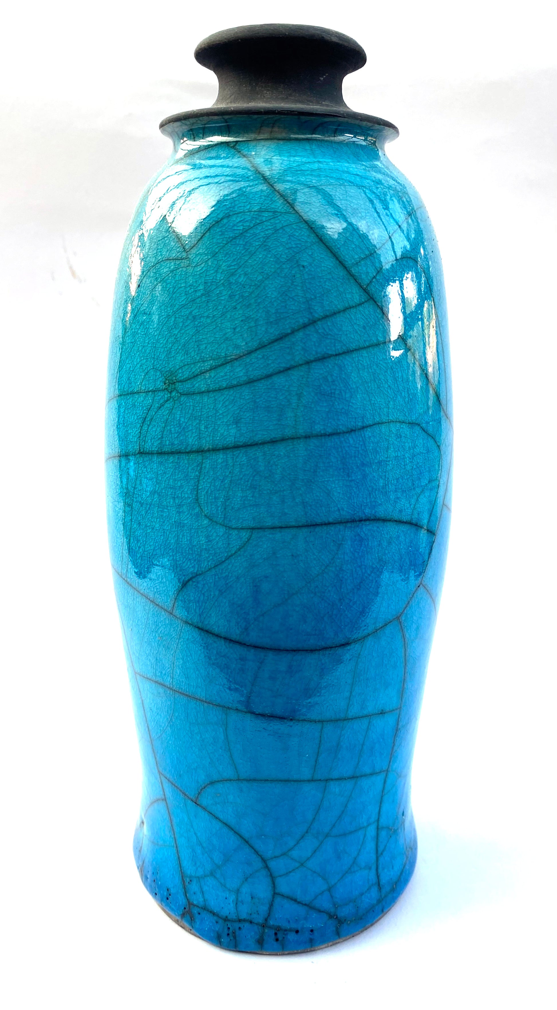 Turquoise crackled jar