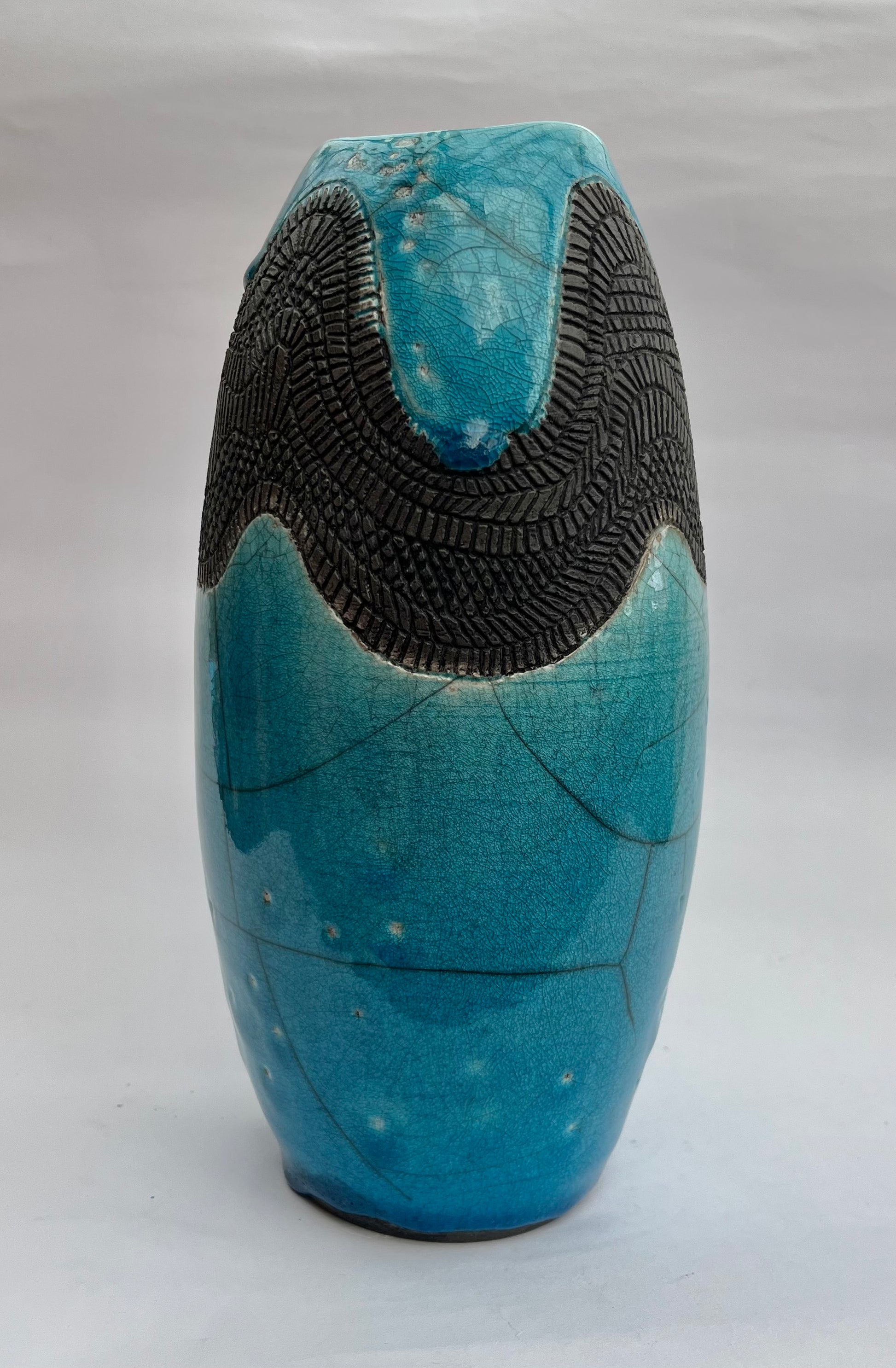 Tall turquiose scarf pot