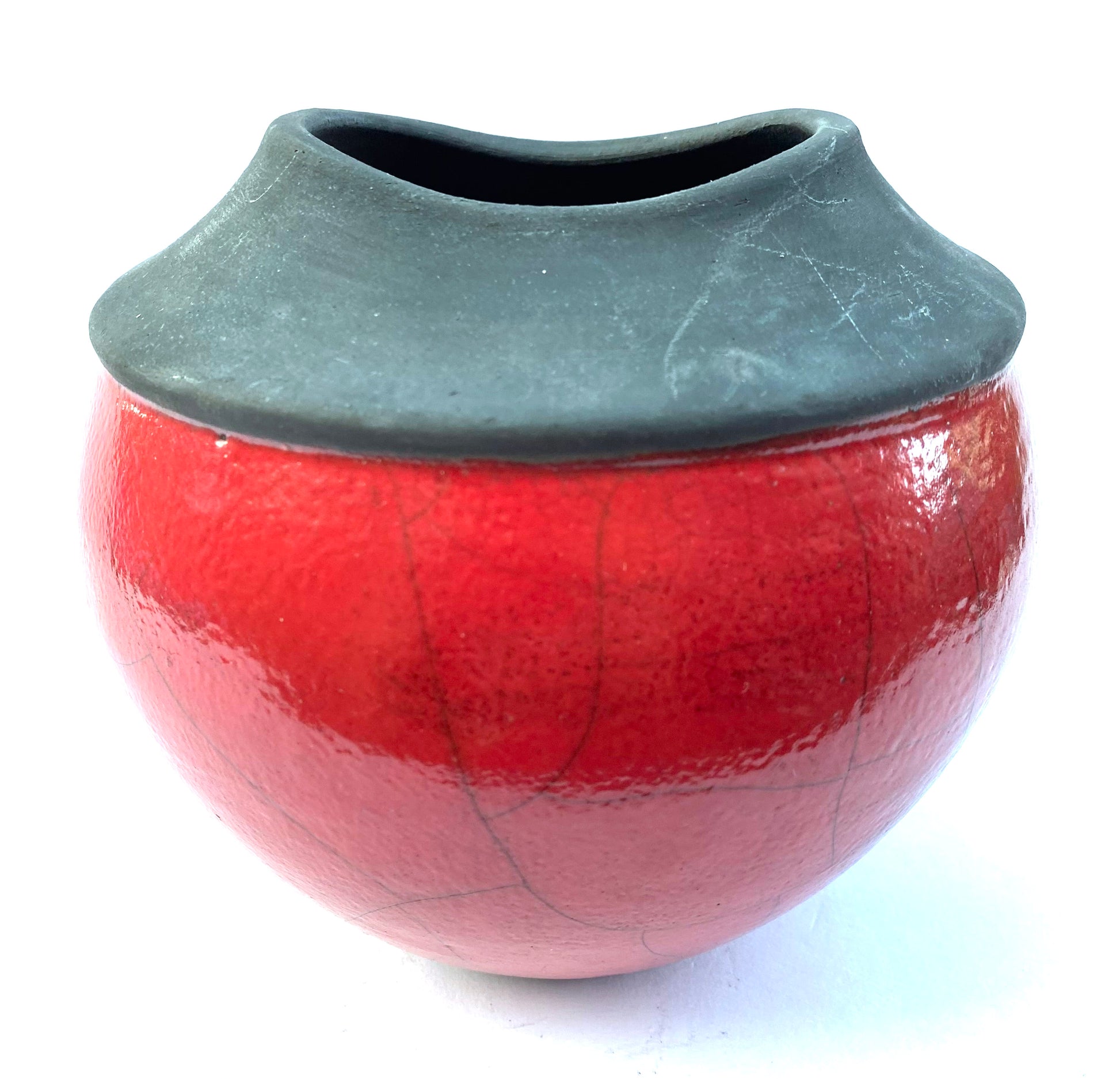 Raku Red and Black Pot