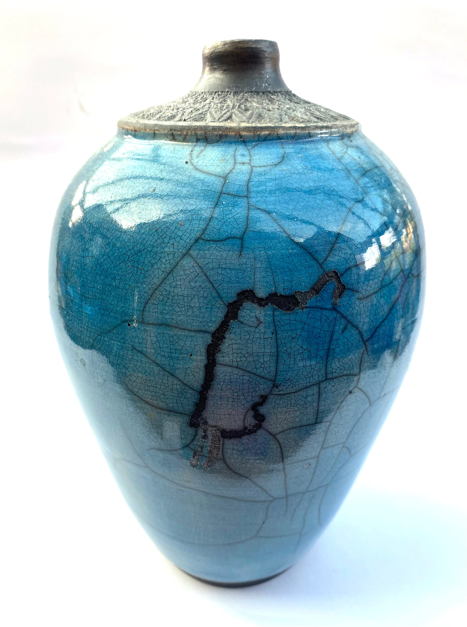 Blue and Black Textured Pot