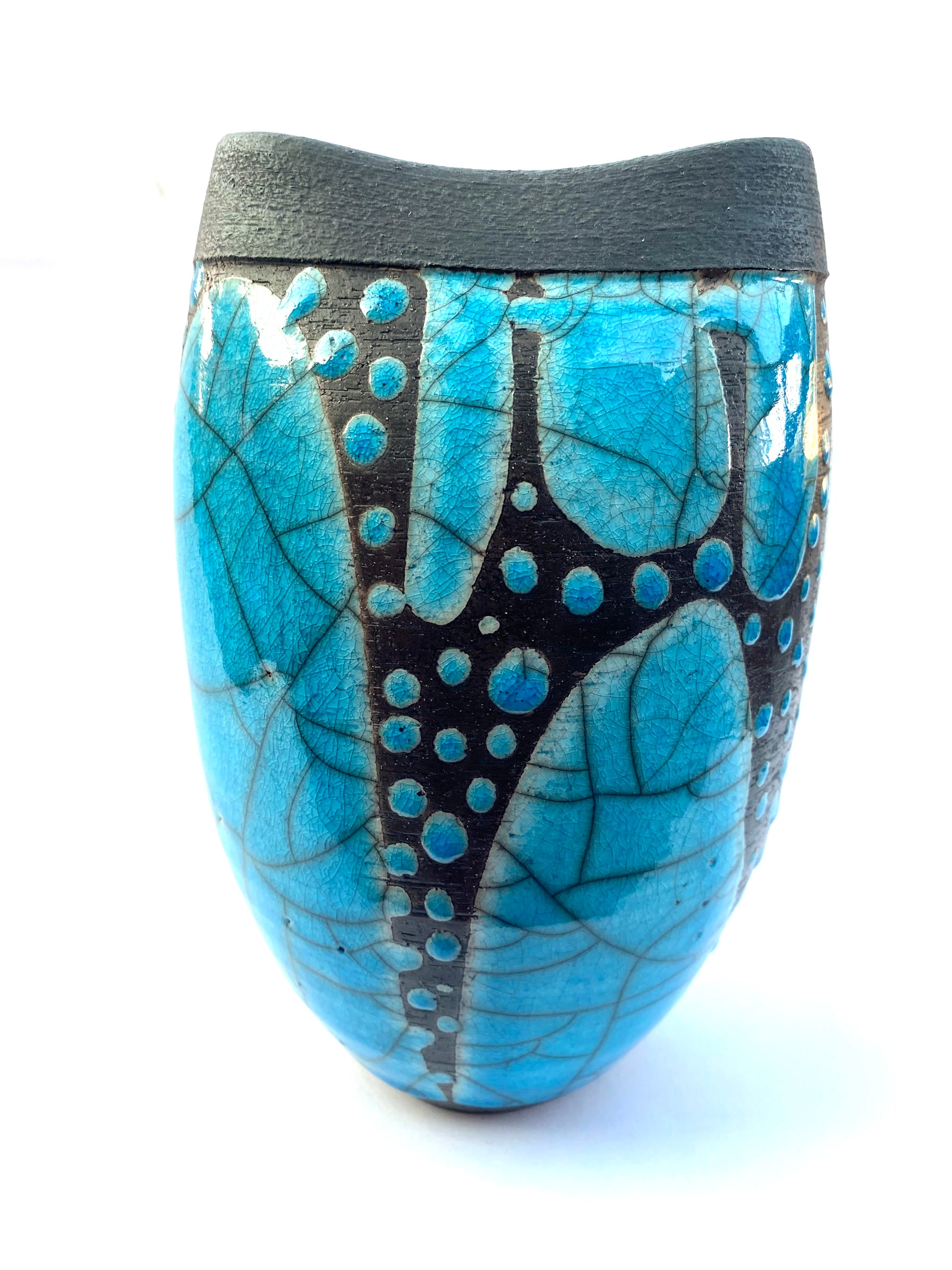 Black and Blue Dotted Vase