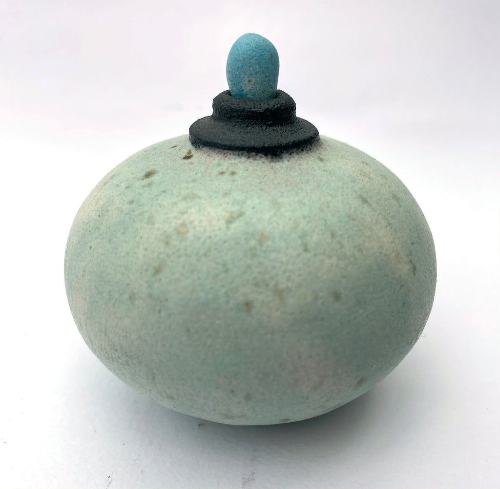 Tiny speckled stoppered moonjars