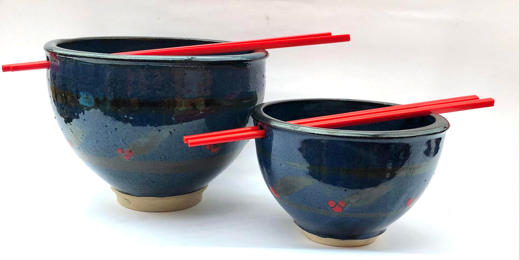 Ramen bowls with chopsticks